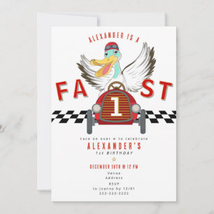 Invitación Carrera de Coches Rápido Niño Cumpleaños 1 año