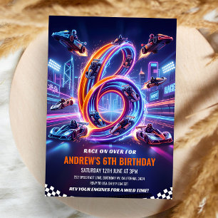 Invitación Carrera de Kart para 6º Cumpleaños