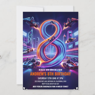 Invitación Carrera de Kart para 8º Cumpleaños