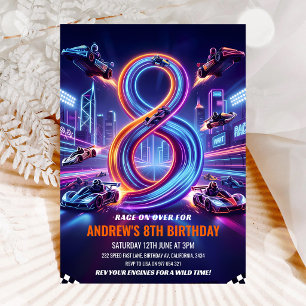 Invitación Carrera de Kart para 8º Cumpleaños
