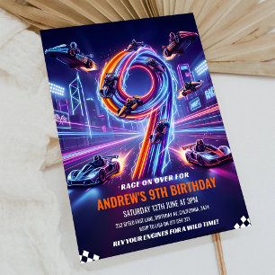Invitación Carrera de Kart para Cumpleaños 9