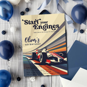 Invitación Carrera de Karting Fiesta de Cumpleaños de Niño en