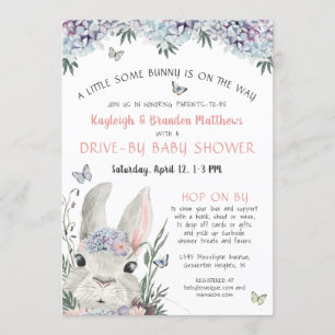 Invitación Carrera De Tinta Floral De Woodland Bunny Por Baby