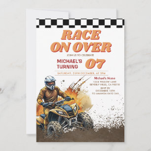 Invitación Carrera por cumpleaños de la supercruz de ATV suci