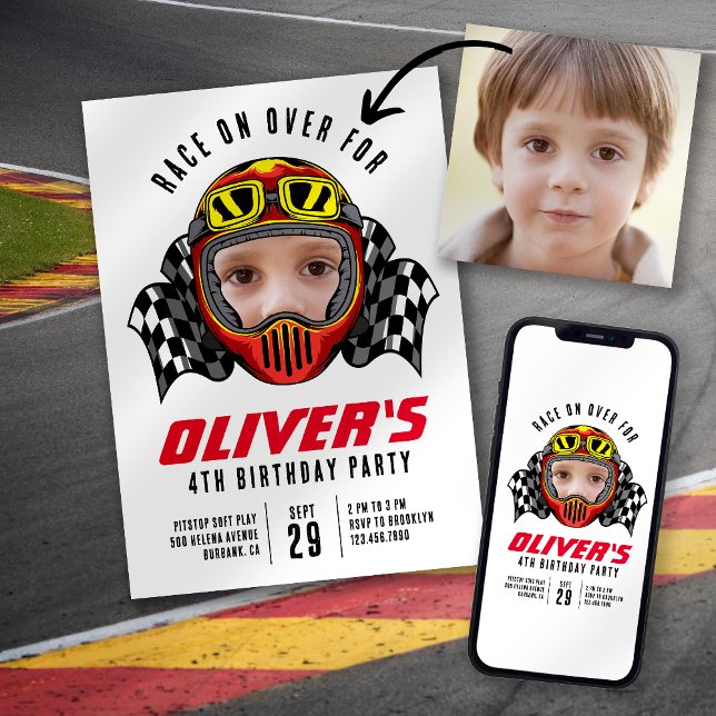 Invitación Carrera por fiesta de cumpleaños con fotos (Subido por el creador)