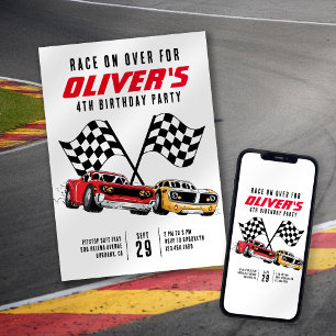 Invitación Carrera sobre la fiesta de cumpleaños de los autos