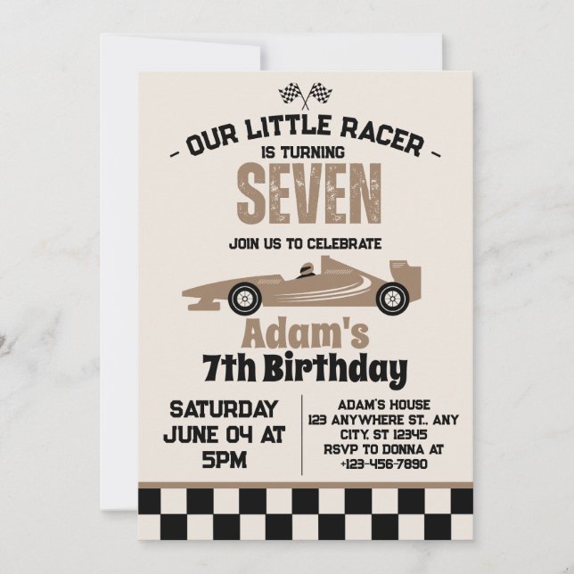 Invitación Carreras Car Boy Séptima fiesta de cumpleaños (Anverso)