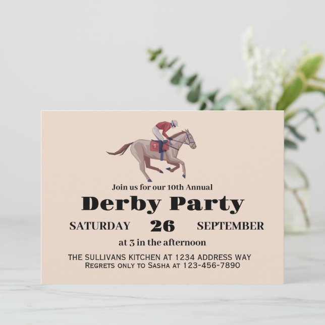 Invitación Carreras de caballo Cumpleaños Fiesta Derby (Anverso de pie)