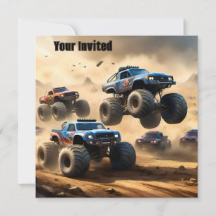 Invitación Carreras de Camiones Monstruo en el Desierto,