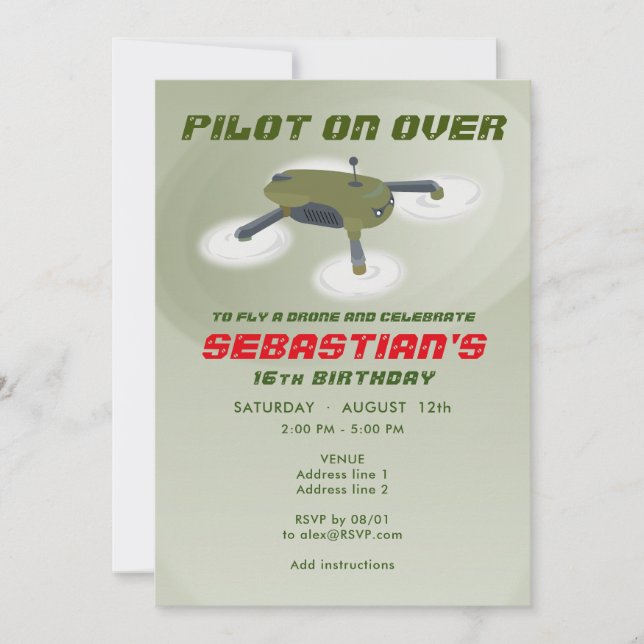 Invitación Carreras de drones RC Fiesta de cumpleaños de vehí (Anverso)