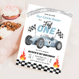 Invitación Carreras de primer cumpleaños de Fast One Race Car
