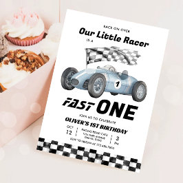 Invitación Carreras de primer cumpleaños de Fast One Race Car