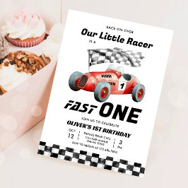 Invitación Carreras de primer cumpleaños de Fast One Race Car