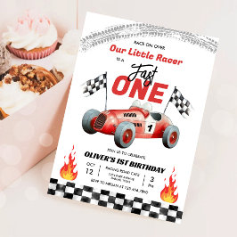 Invitación Carreras de primer cumpleaños de Fast One Race Car