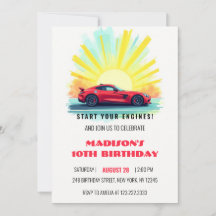 Carreras de velocidad moderna Red Sport Car Birday