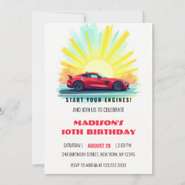 Invitación Carreras de velocidad moderna Red Sport Car Birday