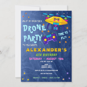 Invitación Carreras del piloto de drones RC Kawaii Cumpleaños