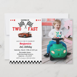 Invitación Carreras dos niños de coche rápido fiesta de segun