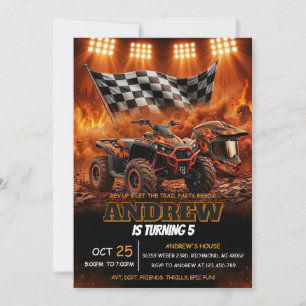 Invitación Carreras Fuera de Ruta de Cumpleaños en ATV Person