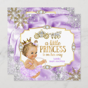 Invitación Carriage Princess Baby Shower Purple Blonde