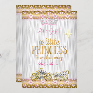 Invitación Carrito blanco de oro rosado de la Princesa Baby S