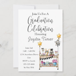 Invitación Carrito de Bar de Graduación Festiva / Salud por e