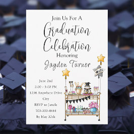 Invitación Carrito de Bar de Graduación Festiva / Salud por e