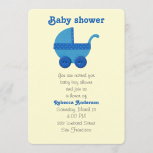 Invitación Carrito de bebé azul bebé bebé niño
