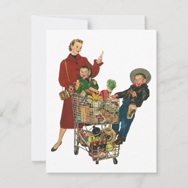 Invitación Carrito de compras para familias, madres y niños r (Anverso)