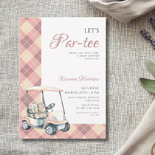Invitación Carrito de Golf Argyle de Durazno Deja en Par Tee 