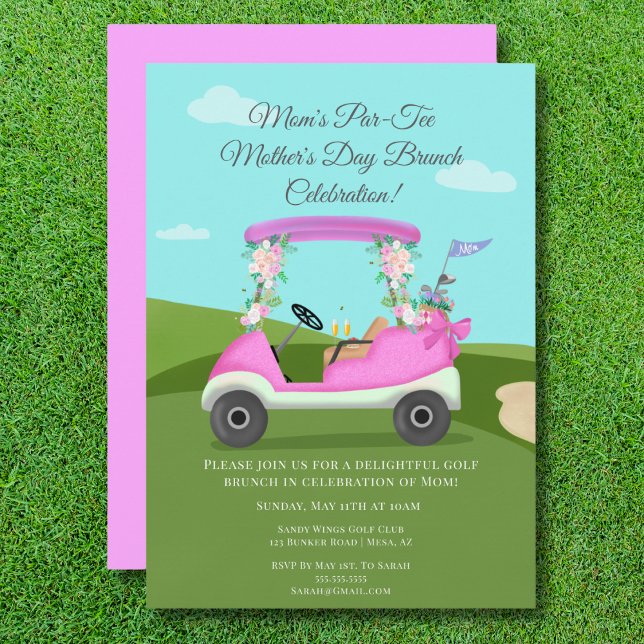Invitación Carrito de Golf con Mimosas Brunch del Día de la M (Subido por el creador)