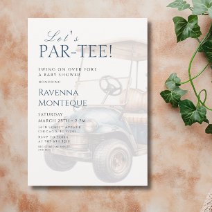 Invitación Carrito de Golf Neutral Limpio para la Fiesta de B