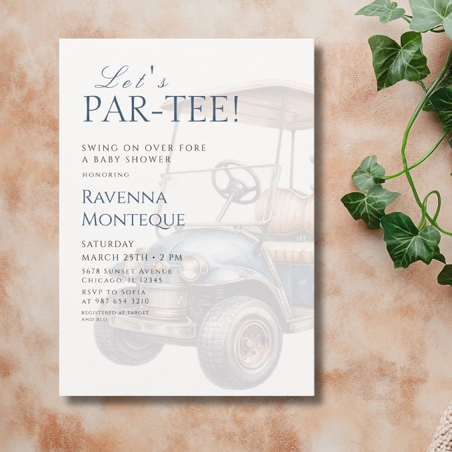 Invitación Carrito de Golf Neutral Limpio para la Fiesta de B (Subido por el creador)