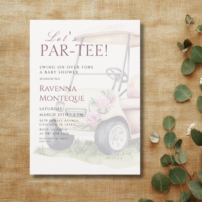 Invitación Carrito de jardín de golf para la fiesta de bebé P (Subido por el creador)