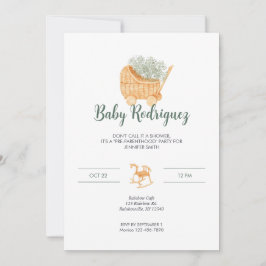Invitación Carrito de mimbre y bebé de caballo de rocas - ver