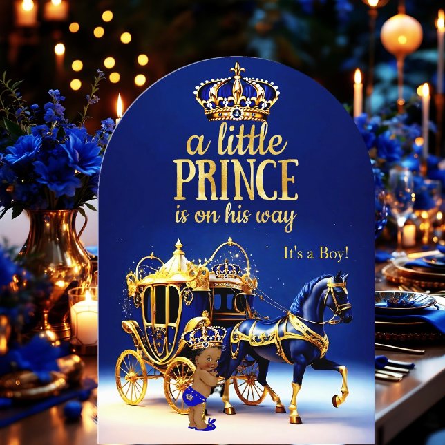 Invitación Carrito de oro azul de Prince Baby Shower (Subido por el creador)