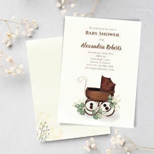 Invitación Carrito de vintage de vegetación de Baby Shower