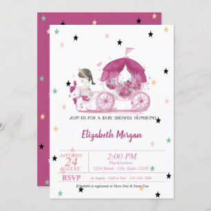 Invitación Carrito, estrellas, Princesa Baby Shower