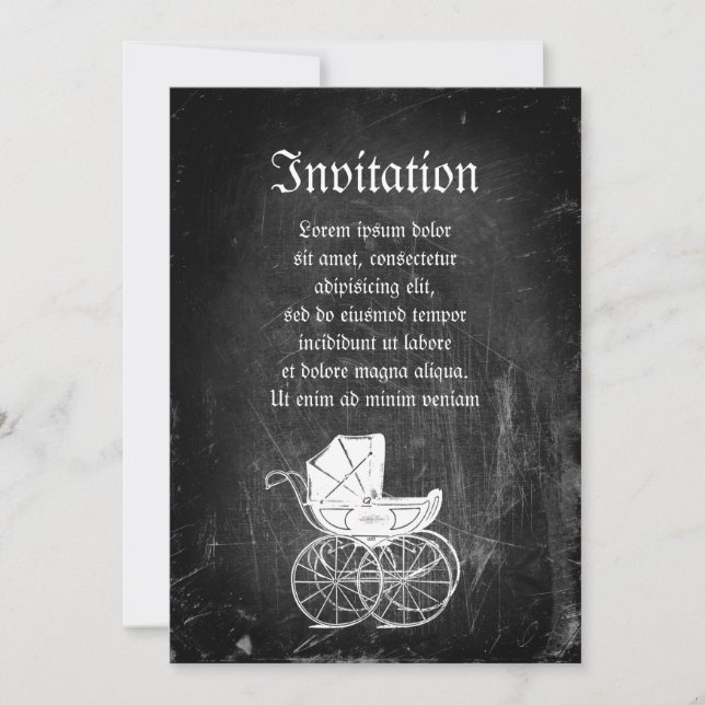 Invitación Carrito gótico para bebés (Anverso)