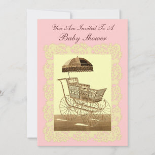 Invitación Carrito para bebés de época ~ Baby Shower