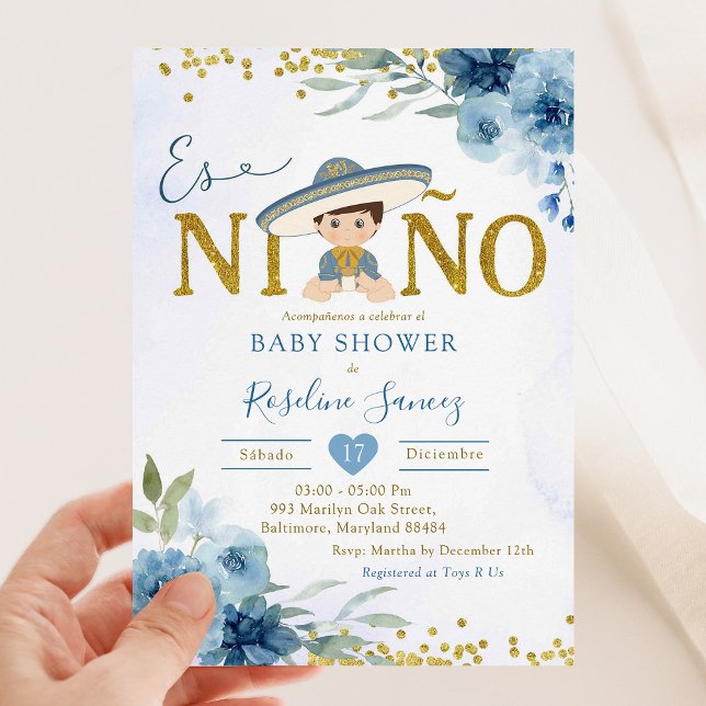 Invitación Carro azul español es niñ en Baby Shower (Subido por el creador)