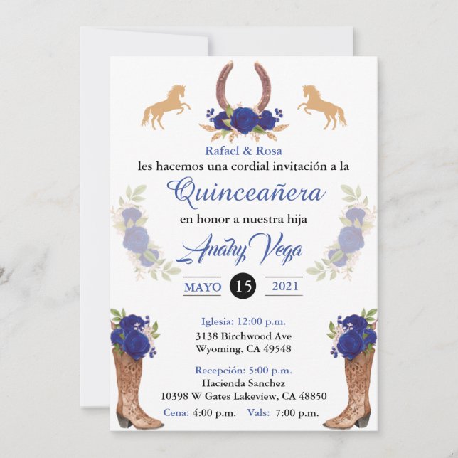 Invitación Carro Azul Invitación Mexicana Occident (Anverso)