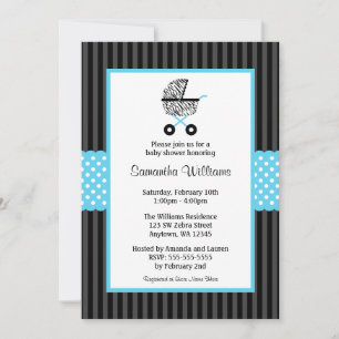 Invitación Carro azul verde azulado de moda Baby Shower de la