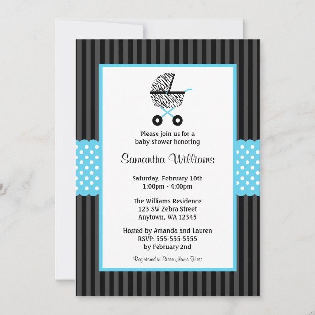 Invitación Carro azul verde azulado de moda Baby Shower de la (Anverso)