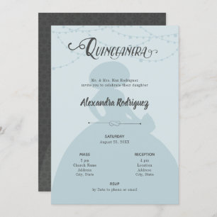 Invitación Carro azul y acero Charro Silhouette Quinceanera