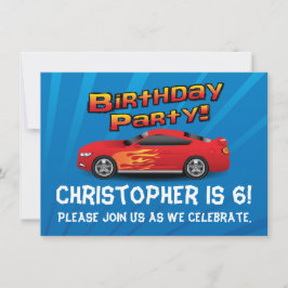 Invitación Carro caliente de raza roja llama a la fiesta de c