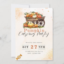 Invitación Carro de Calabazas Fiesta de Calabazas Naranjas Ta