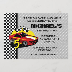 Invitación Carro de carreras 5º cumpleaños fiesta de invitaci