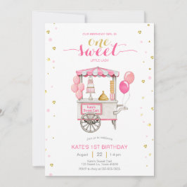 Invitación Carro de dulces de cosecha fiesta de primer cumple