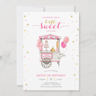 Invitación Carro de dulces de cosecha fiesta de primer cumple